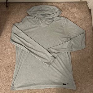 Gray hooded Nike long sleeve T-shirt, size L
